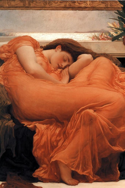 Sir Frederic Leighton Flaming June 1895 Oil Painting Woman Sleeping Oleander Branch Cool Wall Decor Art Print Poster 16x24