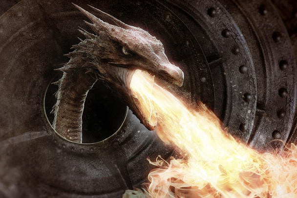 Angry Fire Breathing Dragon Fantasy Horror Cool Wall Decor Art Print Poster 24x16