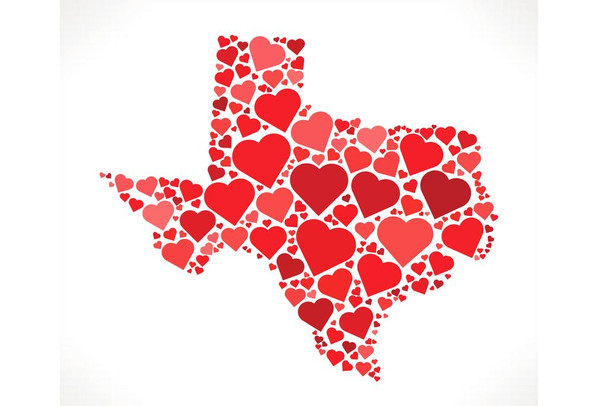 Texas State Red Hearts Icon Love Design Pattern Cool Wall Decor Art Print Poster 24x16