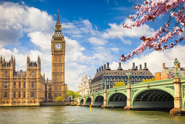 Big Ben Houses of Parliament London Bridge Photo Photograph Cool Wall Decor Art Print Poster 24x16