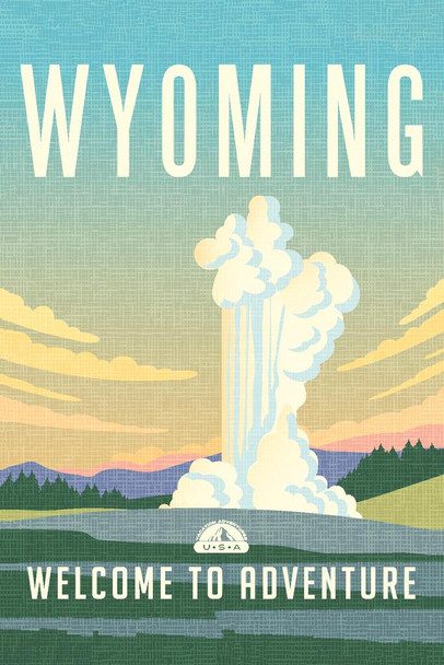 Wyoming Welcome To Adventure Retro Travel Art Cool Wall Decor Art Print Poster 16x24