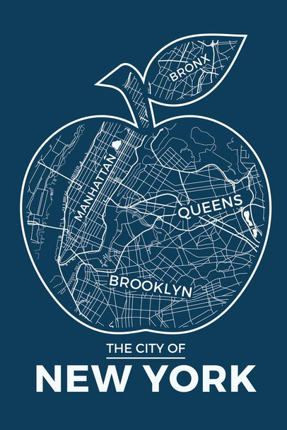 New York City Big Apple Retro Map Travel Cool Wall Decor Art Print Poster 16x24