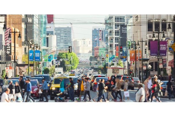 Downtown San Francisco California People Crossing Street Photo Cool Wall Decor Art Print Poster 24x16