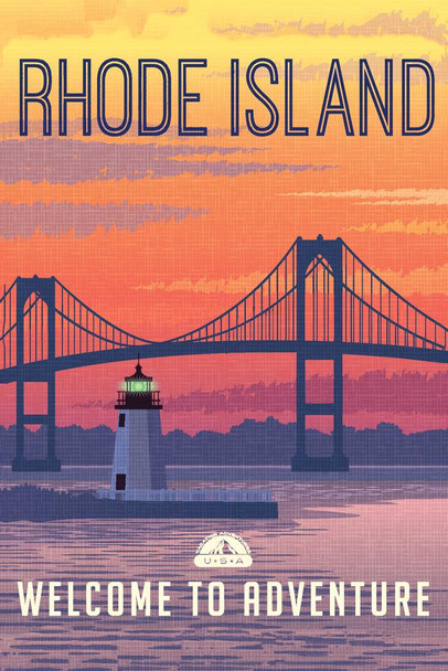Rhode Island Welcome To Adventure Retro Travel Art Cool Wall Art Print Poster 16x24
