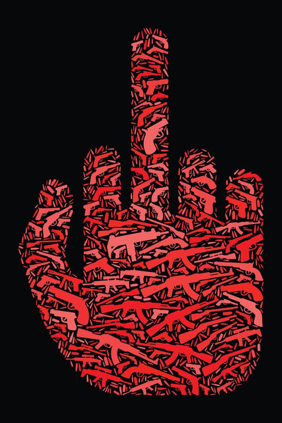 Middle Finger Hand Gun Icon Pattern Cool Wall Decor Art Print Poster 16x24