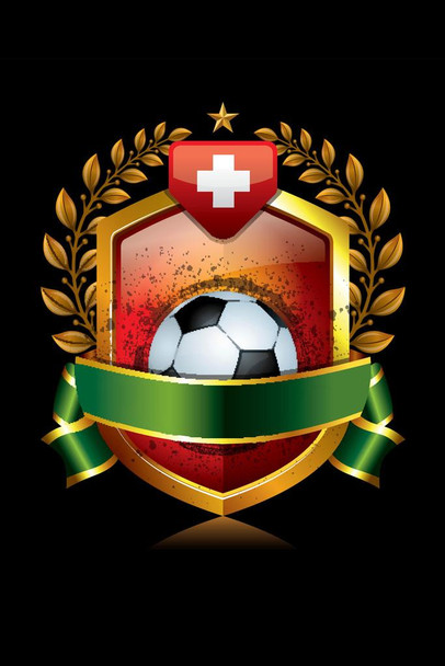 Switzerland Soccer Icon with Laurel Wreath Sports Cool Wall Decor Art Print Poster 16x24