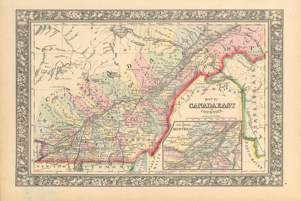 Eastern Canada Circa 1850 Antique Style Map Cool Wall Decor Art Print Poster 24x16