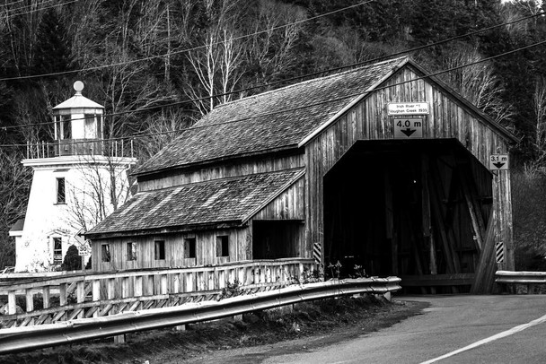 Irish River Covered Bridge New Brunswick B&W Photo Photograph Cool Wall Decor Art Print Poster 24x16