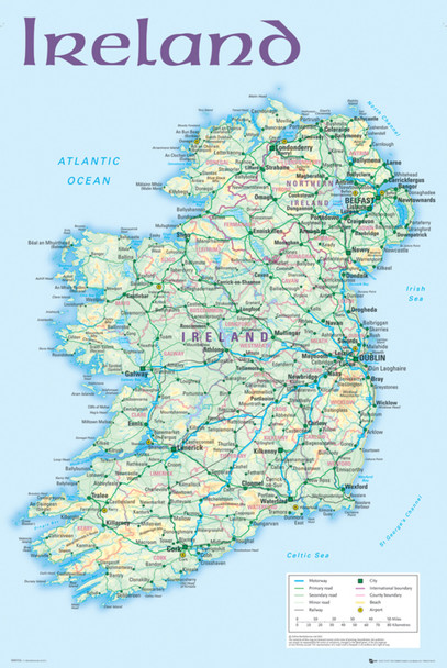 Ireland Map Educational Reference Cool Wall Decor Art Print Poster 24x36
