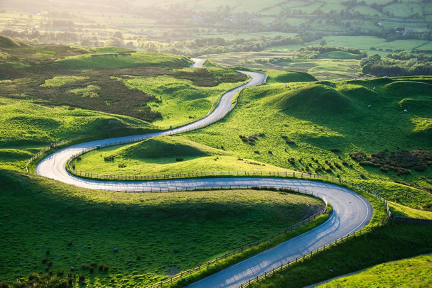 Bendy Road Mam Tor Hills Castleton Derbyshire Photo Photograph Cool Wall Decor Art Print Poster 24x16