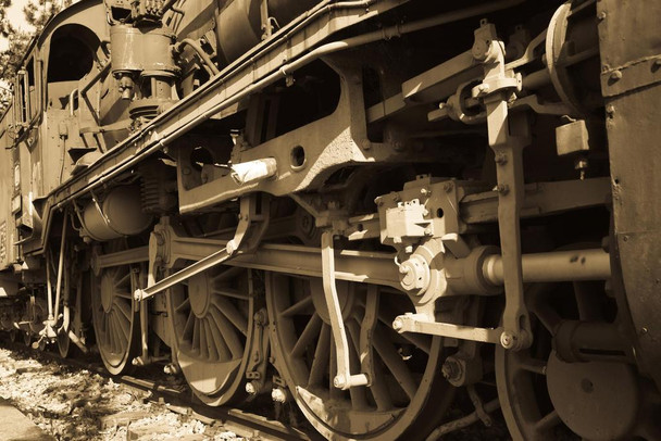 Old Locomotive Wheels Close Up Vintage Photo Photograph Cool Wall Decor Art Print Poster 24x16