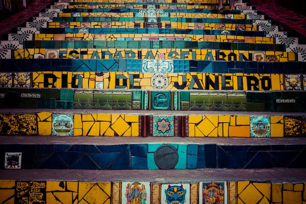 Selaron Steps Rio de Janeiro Brazil Photo Photograph Cool Wall Decor Art Print Poster 24x16