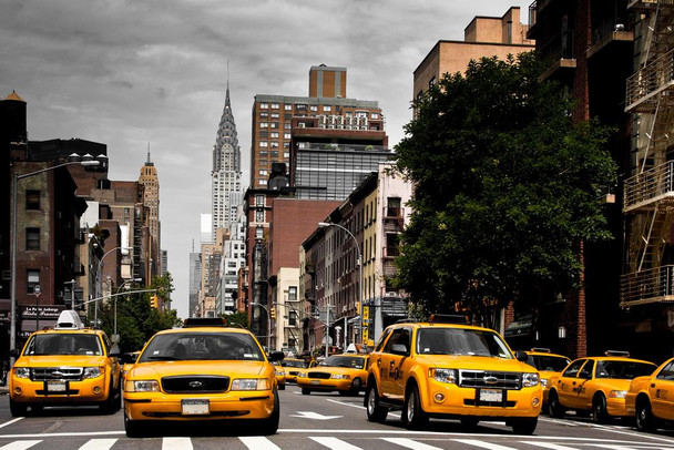 Taxis On Lexington Avenue New York City NYC Photo Photograph Cool Wall Decor Art Print Poster 24x16