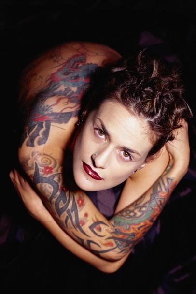 Hot Sexy Woman With Tattoos Overhead Portrait Photo Photograph Cool Wall Decor Art Print Poster 16x24