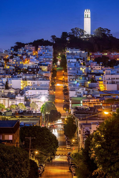 Coit Tower San Francisco California at Night Photo Photograph Cool Wall Decor Art Print Poster 16x24