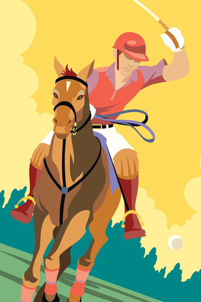 Man on Horseback Playing Polo Illustration Horses Decor Galloping Horses Wall Art Horse Poster Print Poster Horse Pictures Wall Decor Running Horse Breed Poster Cool Wall Decor Art Print Poster 16x24