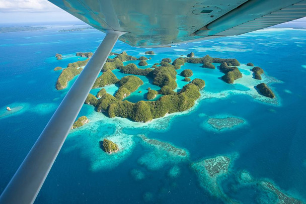 Aerial View 70 Islands of the Republic of Palau Photo Photograph Beach Sunset Palm Landscape Pictures Ocean Scenic Scenery Tropical Nature Photography Paradise Cool Wall Decor Art Print Poster 24x16