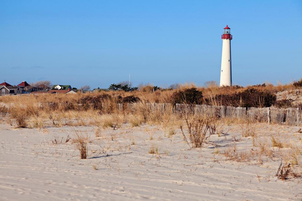 Lighthouse on Beach in Cape May New Jersey Photo Photograph Cool Wall Decor Art Print Poster 24x16