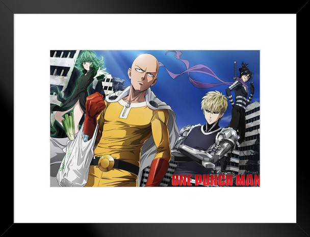 One Punch Man Anime Poster Group Shot Cool Aesthetic Modern Wall Decor Art Graphic Print Canvas Picture Japanese Bedroom Home Living Room Anime Fan Matted Framed Wall Decor Art Print 20x26