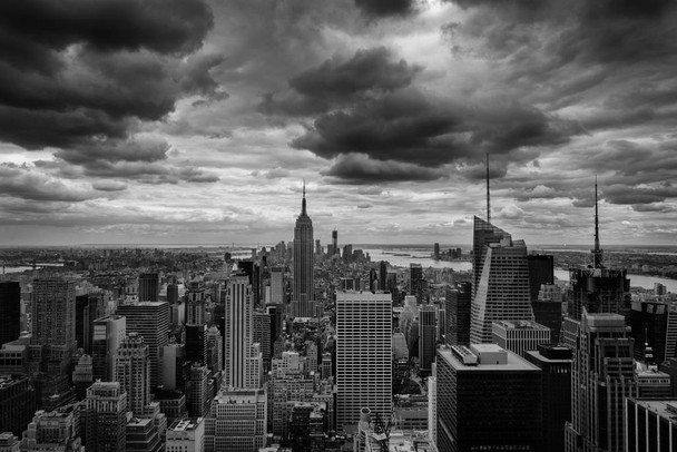 Storm Over Midtown Manhattan New York City NYC Black and White B&W Photo Photograph Cool Wall Art Print Poster 24x16