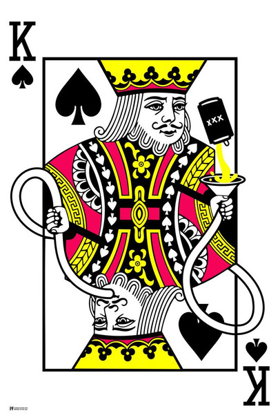 Party King Playing Card Funny Drinking Beer College Dorm Room Decor Beer Flag Partying King Playing Card Funnel Cool Wall Decor Art Print Poster 16x24