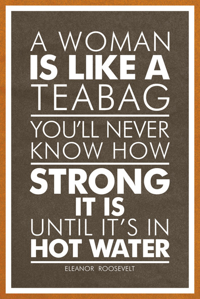 Eleanor Roosevelt A Woman Is Like A Tea Bag Brown Cool Wall Art Print Poster 12x18
