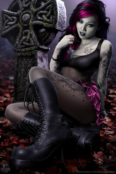 Goth Girl Tom Wood Fantasy Art Cool Wall Decor Art Print Poster 16x24