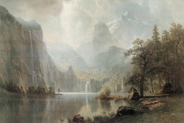 Albert Bierstadt In The Mountains 1867 Luminism Oil On Canvas Landscape Painting Cool Wall Decor Art Print Poster 24x16