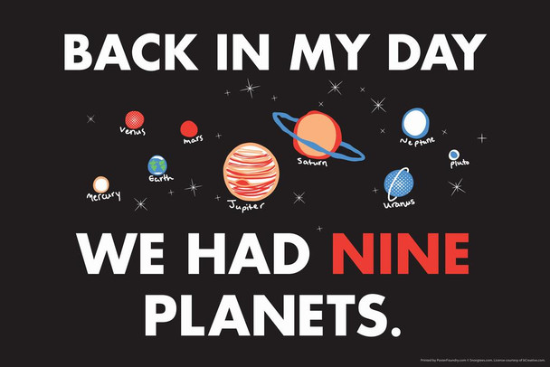 Back In My Day We Had Nine Planets Humor Cool Wall Art Print Poster 36x24