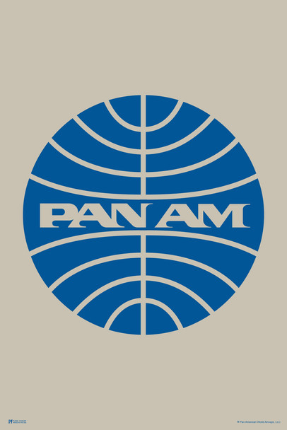 Pan Am 1955 Blue Meatball Logo Vintage Travel Ad Airline Airport American Cool Wall Art Print Poster 12x18