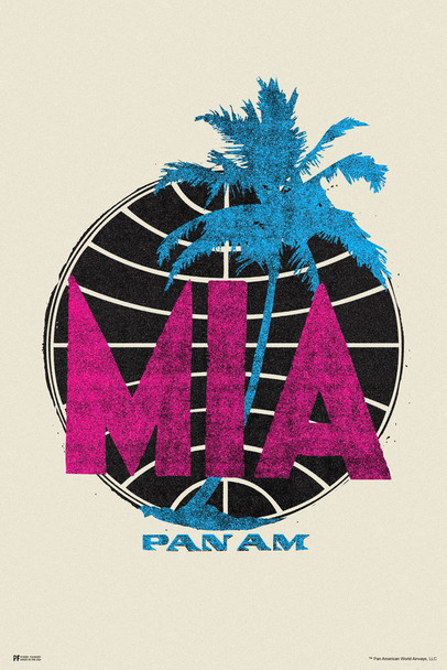 Miami MIA Airport Code Florida Sunshine State Pan Am Logo American Vintage Travel Ad Airline American Plane Flying Cool Wall Art Print Poster 12x18