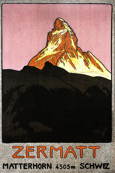 Switzerland Zermatt Matterhorn Mountain Vintage Illustration Travel Cool Wall Art Print Poster 24x36