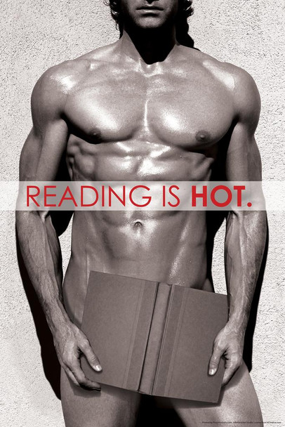 Reading Is Hot Naked Guy With Book Funny Cool Wall Decor Art Print Poster 24x36