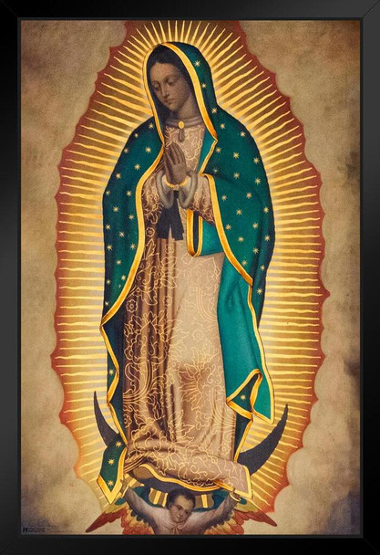 Our Lady Of Guadalupe Print Image Poster Virgen De Creaciones Picture Maria Cuadro Original Religious Pictures Prints Virgin Wall Art Black Wood Framed Poster 14x20