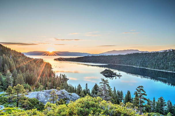 Picture Of Paradise Lake Tahoe Emerald Bay Water Mountains California Sunrise Photo Photograph Beach Sunset Palm Landscape Ocean Scenic Nature Cool Wall Decor Art Print Poster 36x24