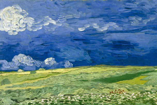 Laminated Vincent Van Gogh Wheatfield Under Thunderclouds Van Gogh Wall Art Impressionist Painting Style Nature Spring Flower Wall Decor Landscape Field Forest Poster Dry Erase Wall Art 24x16