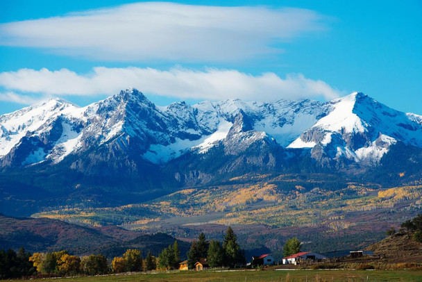 Laminated Snow Covered Rocky Mountains Rural Landscape Photo Photograph Poster Dry Erase Sign 24x16