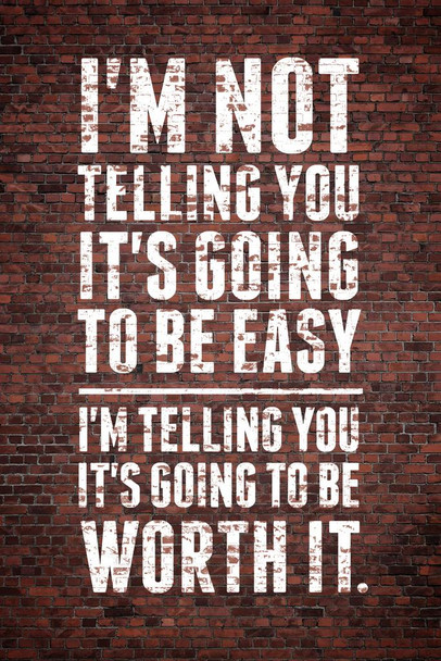 Laminated Im Not Telling You Its Going To Be Easy Worth It Motivational Wall Inspirational Teamwork Quote Inspire Quotation Gratitude Positivity Support Motivate Sign Poster Dry Erase Sign 16x24