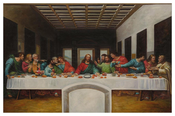 Laminated Leonardo Da Vinci Last Supper Jesus Poster 12 Apostles Holy Communion Painting Circa 1495 Poster Dry Erase Sign 16x24