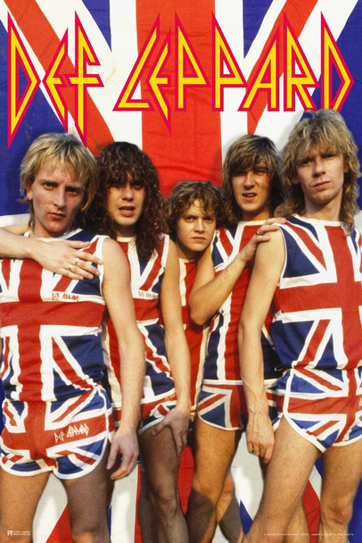 Laminated Def Leppard Poster Union Jack Album Cover Heavy Metal Music Merchandise Retro Vintage 80s Aesthetic Band Poster Dry Erase Sign 24x36 Cool Wall Decor Art Print Poster 12x18