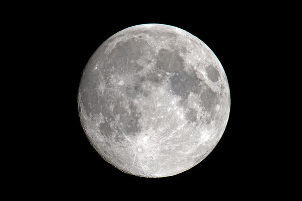 Laminated Full Moon Night Sky Black White Vivid Detail Photo Poster Dry Erase Sign 24x16