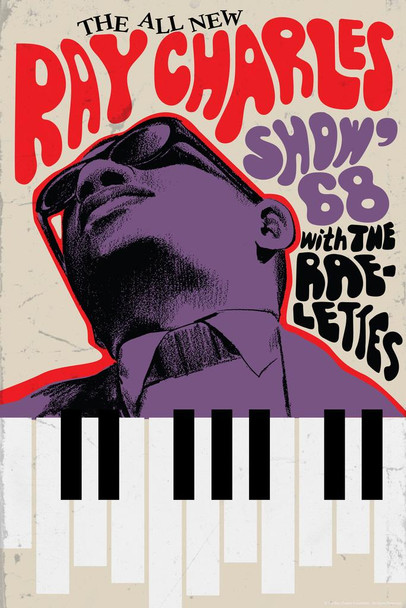 Laminated The Ray Charles Show w Raelettes 1968 Concert Music Poster Dry Erase Sign 16x24