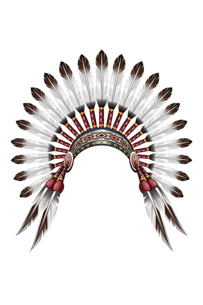 Laminated Native American Indian Feather Headdress Poster Dry Erase Sign 16x24