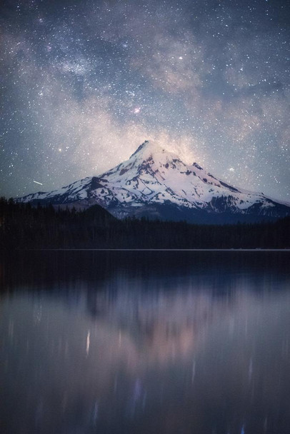 Laminated The Milky Way Over Lost Lake Mount Hood Oregon Photo Photograph Poster Dry Erase Sign 16x24