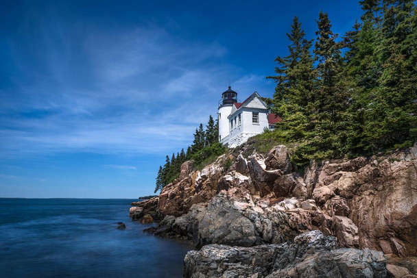 Laminated Living on the Edge Lighthouse on Coast of Maine Photo Photograph Poster Dry Erase Sign 24x16