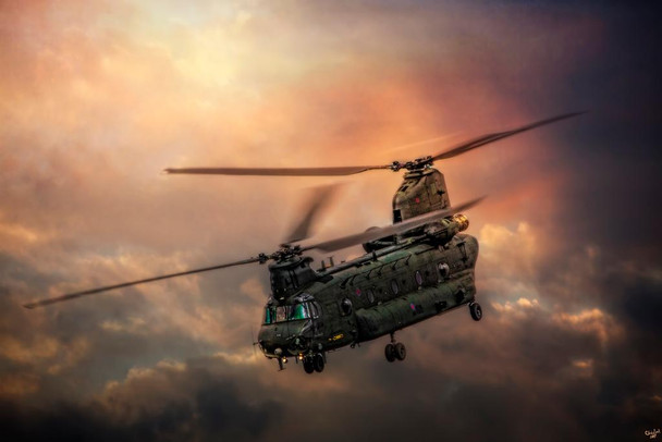 Laminated Boeing CH47 Chinook by Chris Lord Photo Photograph Poster Dry Erase Sign 16x24