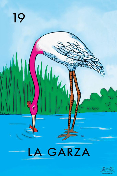 Laminated 19 La Garza Heron Loteria Card Mexican Bingo Lottery Poster Dry Erase Wall Art 16x24