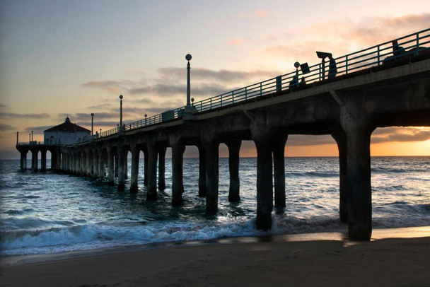 Laminated Manhattan Beach California Pier Photo Photograph Poster Dry Erase Sign 24x16