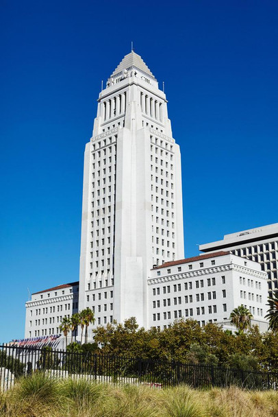 Laminated Los Angeles City Hall Against Blue Skies Photo Photograph Poster Dry Erase Sign 16x24