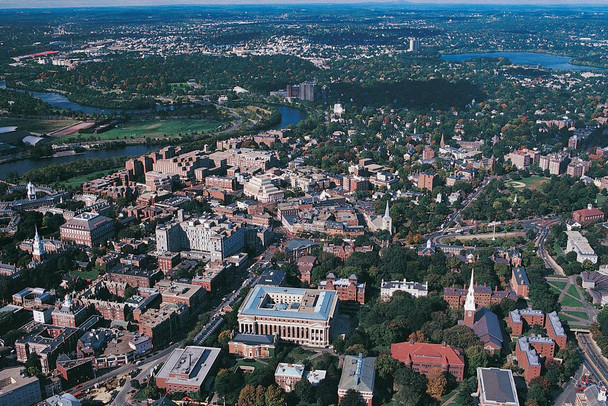 Laminated Harvard University Campus Aerial View Harvard Massachusetts Photo Photograph Poster Dry Erase Sign 24x16